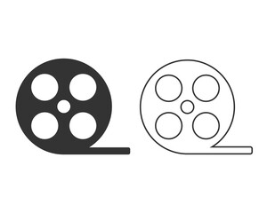Poster - Film reel vector line icon. Cinema logo vector template isolated on white background.