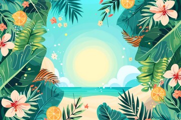 Wall Mural - Summer Background illustration created with Generative AI