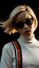 Canvas Print - Woman Asian Punk Rock 1980s Sunglasses New Wave Fashion Cosmetics Beauty