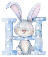 Sticker - PNG Bunny alphabet H mammal easter rabbit