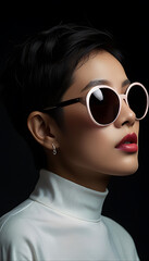 Canvas Print - Woman Asian Punk Rock 1980s Sunglasses New Wave Fashion Cosmetics Beauty