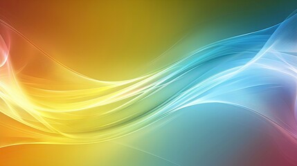 Fototapete - Vibrant abstract background with colorful gradient waves, blending bright hues of yellow, orange, blue, and green for dynamic visual effects.