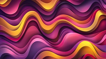 Poster - Vibrant abstract waves of pink, purple, and yellow create a mesmerizing pattern, perfect for backgrounds and modern design inspirations.