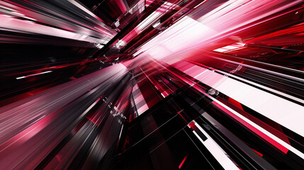 Wall Mural - Maroon, Black and White glowing abstract geometric lines. PowerPoint and Business background.