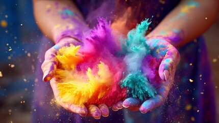 Poster - Holi color powder explosion bright colorful rainbow
