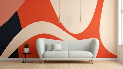 Aufkleber - wallpaper pattern in a minimalist style, featuring bold lines and shapes in contrasting colors.