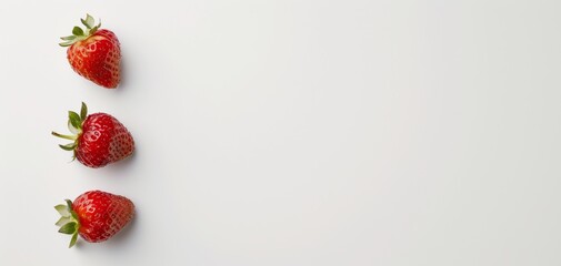 Poster - Three strawberries on a white background