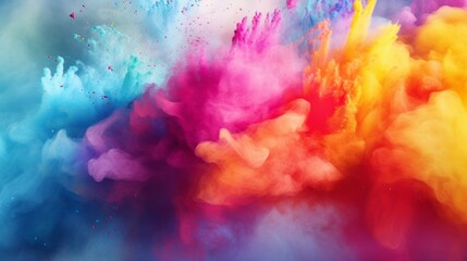 Poster - Close-up shot of Holi color powder explosion bright colorful rainbow.