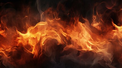 Aufkleber - Fire flames on black background, fading into wisps of smoke that curl and twirl, leaving behind a trail of ethereal beauty.