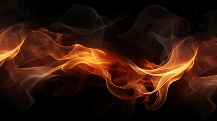 Leinwandbilder - Fire flames on black background, fading into wisps of smoke that curl and twirl, leaving behind a trail of ethereal beauty.