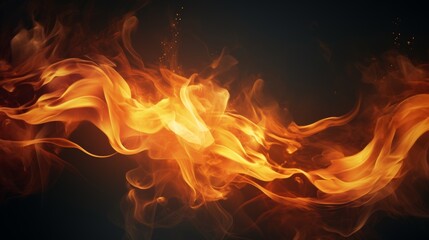 Aufkleber - Fire flames on black background, swirling and dancing in a mesmerizing display of light and energy.