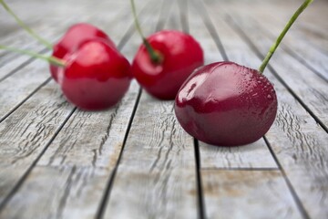 Wall Mural - Fresh ripe sweet cherry fruit