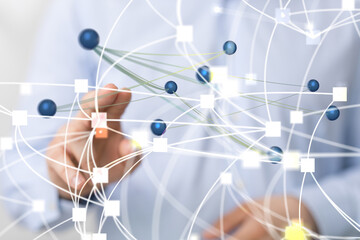 Poster - group of people talking in social network 3d
