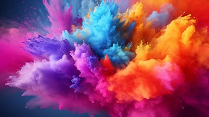 Poster - Holi color powder explosion bright colorful rainbow with the search term 