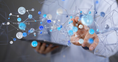 Aufkleber - Neural network concept. Connected cells with links.