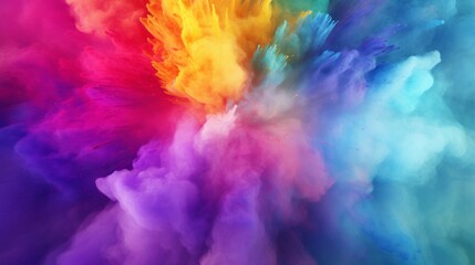 Poster - Holi color powder explosion bright colorful rainbow with different types of Holi colors.