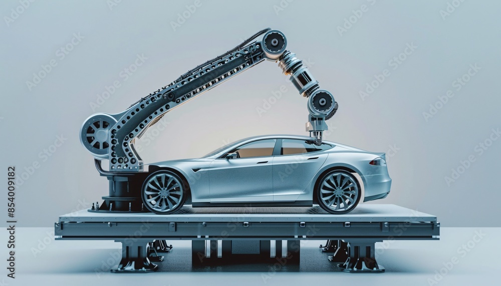 Industrial Robot Arm Completing Product in 3D Render Robot arm in the ...