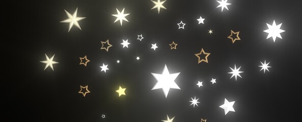 Wall Mural - Holiday Stardust Rain: Brilliant 3D Illustration Showcasing Descending Christmas Stars