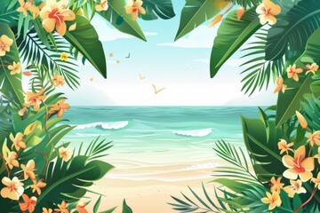 Wall Mural - Summer Background illustration created with Generative AI