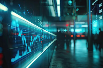 Poster - stock market graph, blue color grading