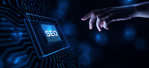Wall Mural - seo - search engine optimisation, digital internet marketing concept on virtual screen.