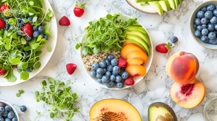 Fresh summer salad with quinoa and peach