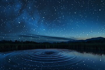 Wall Mural - The soft, gentle ripples of a pond under a sky full of stars