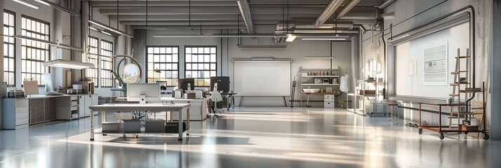 Poster - A modern, spacious artist studio featuring AI tools, digital canvases, and interactive design elements. Generative AI