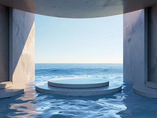 Wall Mural - a round podium in water