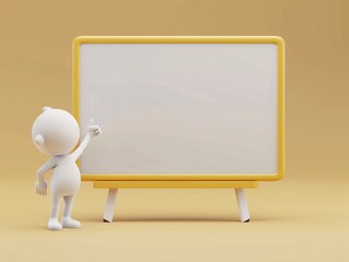 Wall Mural - a cartoon character pointing at a white board