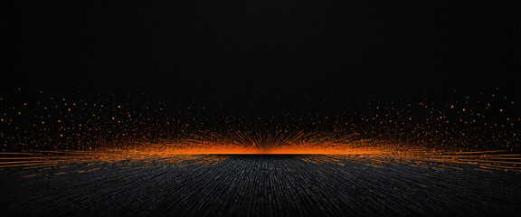 Wall Mural -  Dark noisy grainy poster background, orange black abstract glowing shape, header cover backdrop design noise texture banner, copy space 