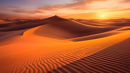 Wall Mural - Sunset over the sand dunes in the Sahara desert, Morocco