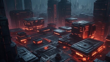 Poster - Game art cyber futuristic landscape
