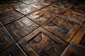 Poster - A close-up shot of a wooden floor in a room, suitable for interior design or architecture projects