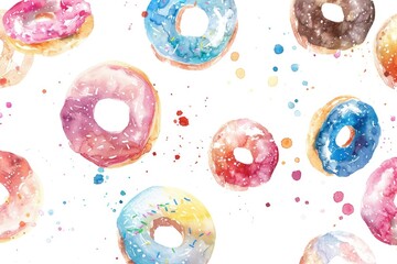 Poster - A selection of donuts arranged neatly on a white surface