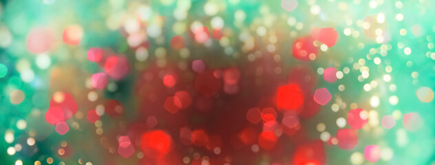Wall Mural - abstract red and green bokeh background with blurred bokeh lights - christmas concept