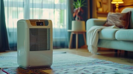 Poster - Air conditioner sitting on the floor in a living room