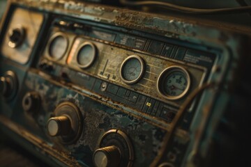 Aufkleber - Close-up shot of an old radio in a room