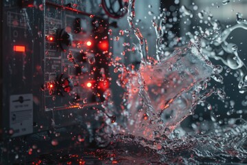 Poster - A close-up shot of water splashing from a machine, useful for illustrations and designs
