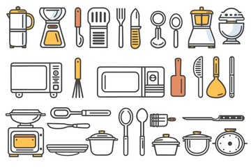 Poster - A collection of kitchen tools and gadgets used for cooking and food preparation
