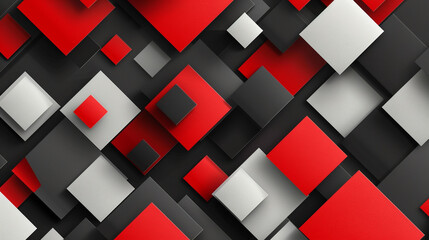 Wall Mural - Red, Black and White square shape background presentation design