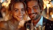 © svastix - Cheerful young couple in formal wear toasting champagne glasses at an event