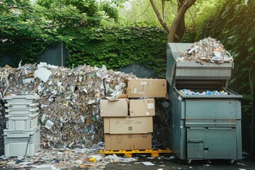 Poster - A photograph of two piles of garbage and trash, highlighting the problem of littering and waste disposal in urban environments