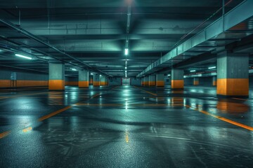 Aufkleber - A large parking facility with many available parking spots