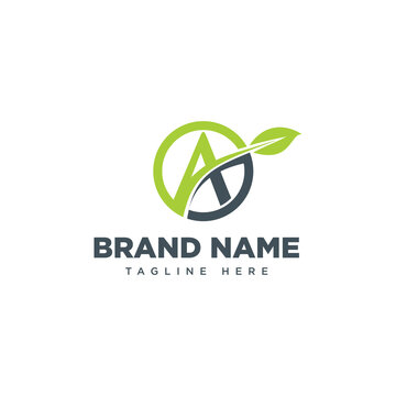 Elegant modern A logo letter and leaf