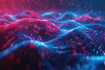 Poster - A computer-generated image of a blue and pink wave