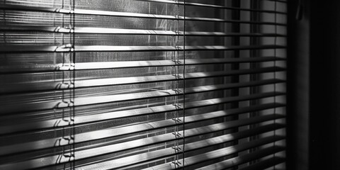 Aufkleber - A simple room scene with a closed window featuring vertical blinds