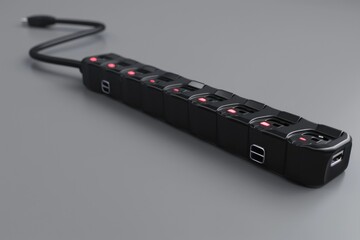 Poster - A standard power strip with red indicator lights, suitable for various settings