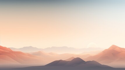 Wall Mural - a minimalist mountain landscape at sunset, with clean lines and a focus on the interplay of light and shadow.