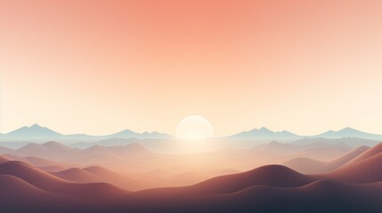 Wall Mural - a minimalist mountain landscape at sunset, with clean lines and a focus on the interplay of light and shadow.